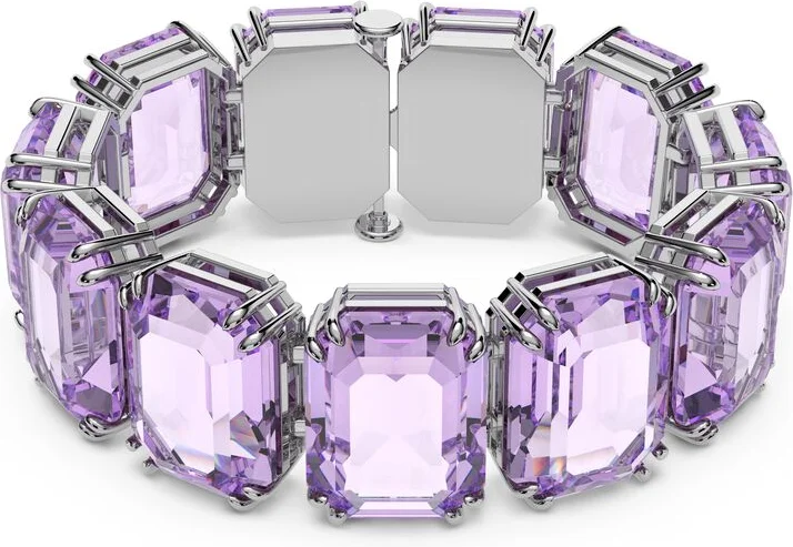 Bracelet Swarovski Millenia Taille octogonale Violet Rhodié