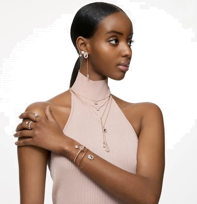 Bracelet Swarovski Constella 5636273 en métal plaqué or rose avec cristal taille ronde et pavé blanc - Pour Femme vue 4