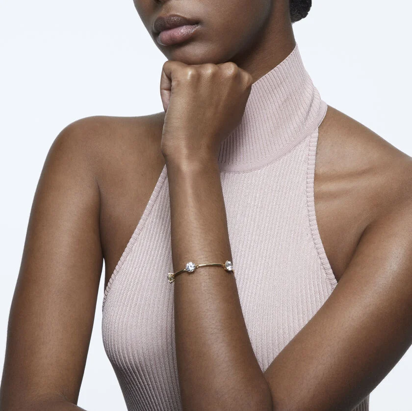 Bracelet Swarovski Jonc Constella plaqué or cristaux blancs vue 2