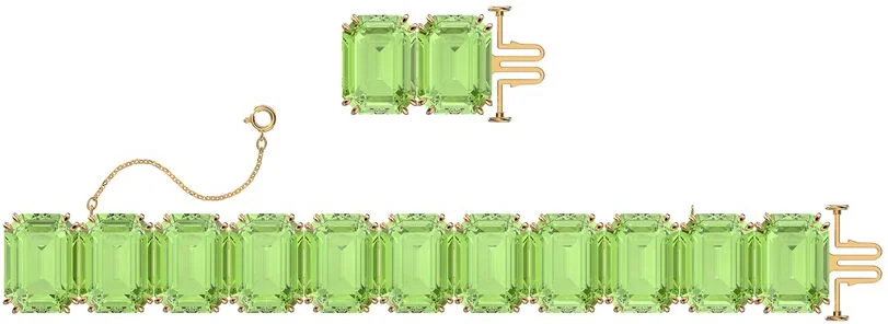 Bracelet Swarovski Millenia Cristaux taille octogonale Vert Doré vue 2