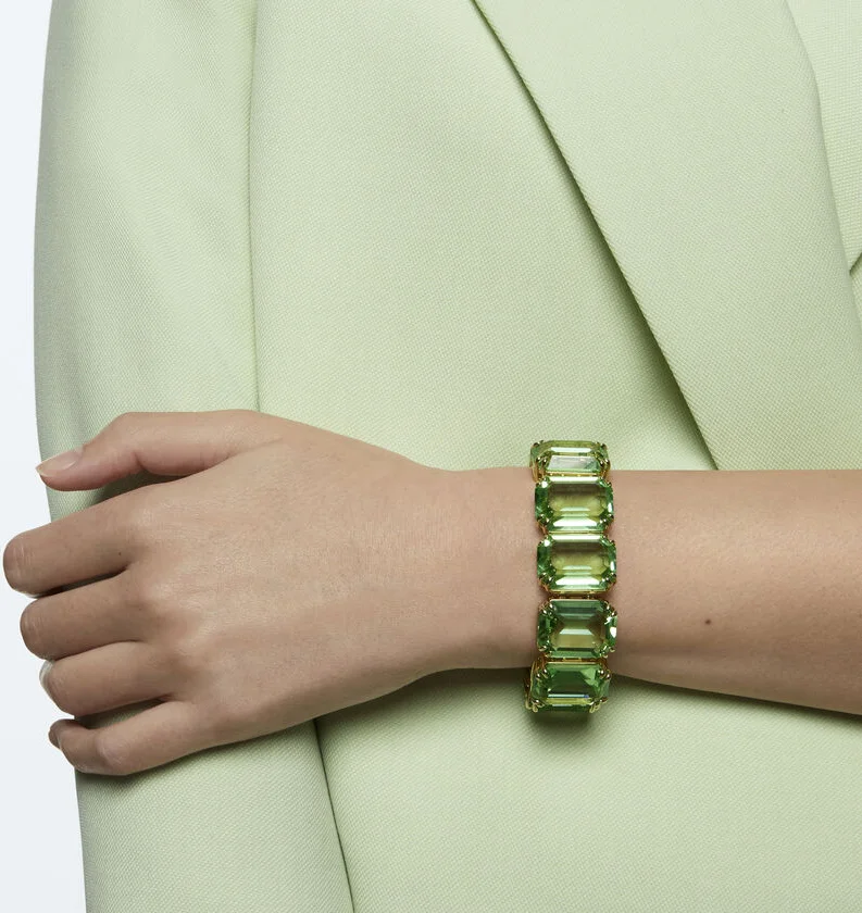 Bracelet Swarovski Millenia Cristaux taille octogonale Vert Doré vue 4