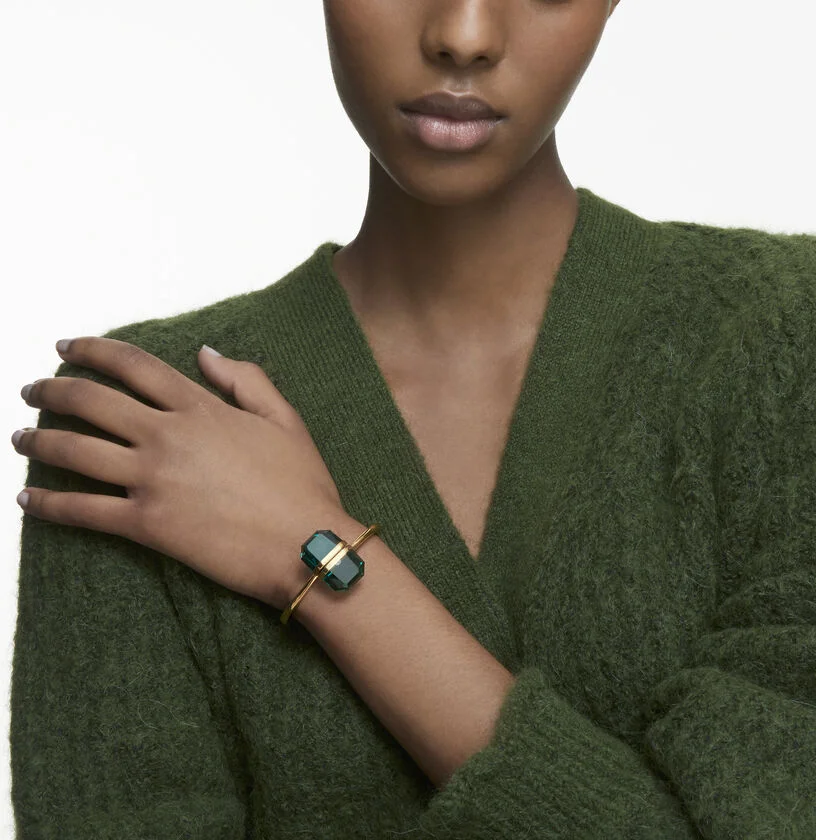 Bracelet Jonc Swarovski Lucent Magnétique Vert Doré vue 2