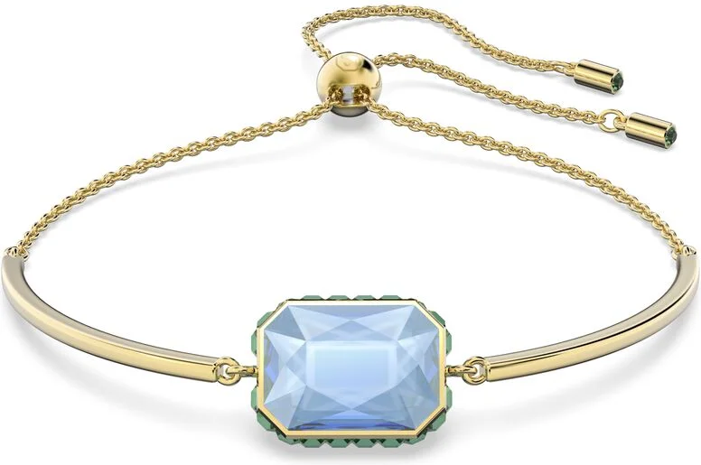 Bracelet Swarovski Orbita pour Femme - Réf. 5616643 - Cristal Octogone Pivotant Bleu/Vert sur Métal Doré