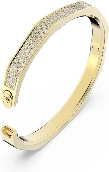 Bracelet Jonc Swarovski Dextera Octogone Pavé Blanc Doré vue 3
