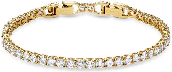 Bracelet Swarovski Tennis Deluxe 5511544 en métal plaqué or avec pierres blanches pour femme