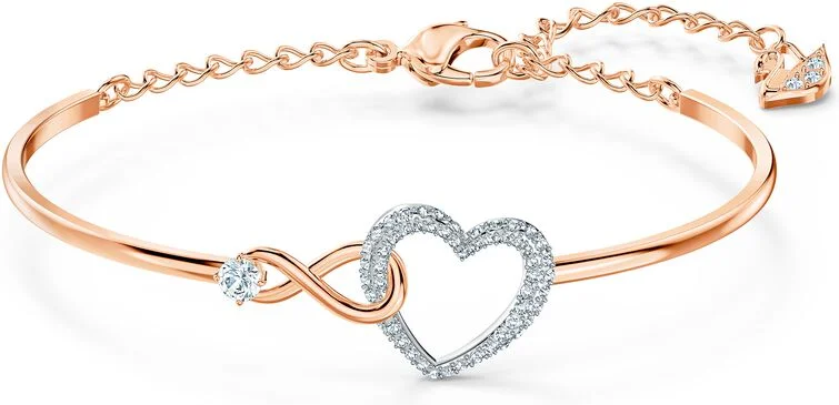 Bracelet Swarovski Infinity 5518869 Coeur Blanc en métal plaqué or rose pour femme