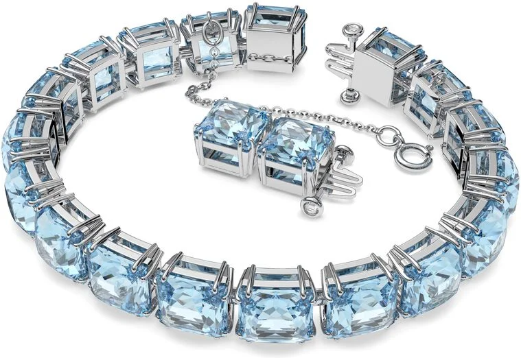 Bracelet Swarovski Millenia 5614924 pour Femme - Cristaux carrés bleus sur métal rhodié vue 2