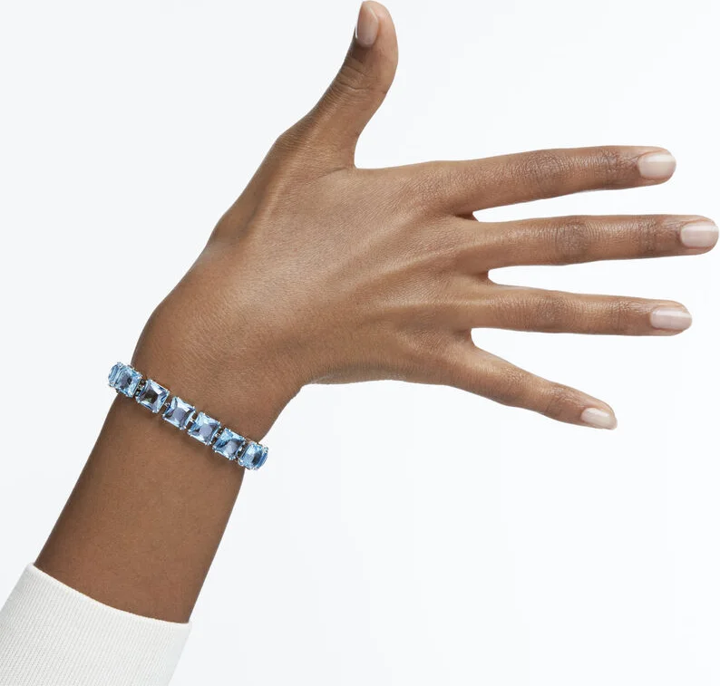 Bracelet Swarovski Millenia 5614924 pour Femme - Cristaux carrés bleus sur métal rhodié vue 4