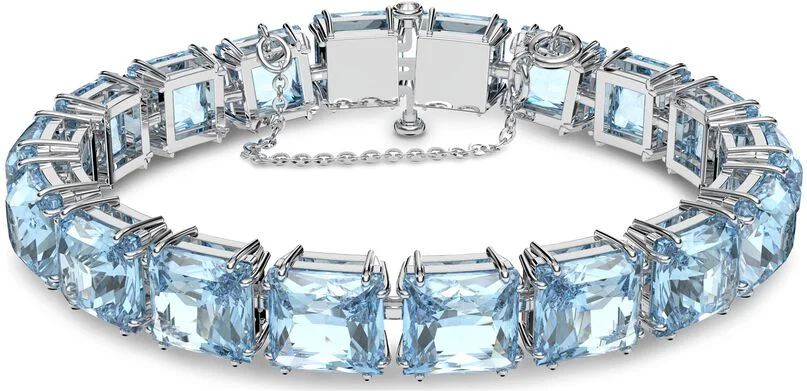 Bracelet Swarovski Millenia 5614924 pour Femme - Cristaux carrés bleus sur métal rhodié