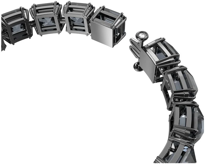 Bracelet Swarovski Millenia Cristaux taille carrée Gris Noir Plaqué Ruthénium vue 3