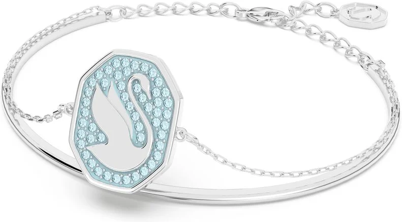 Bracelet Jonc Swarovski Signum Cygne Bleu Rhodié vue 2