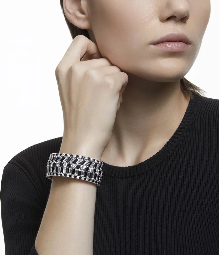 Manchette Swarovski Hyperbola Zircone Noir Rhodié vue 4