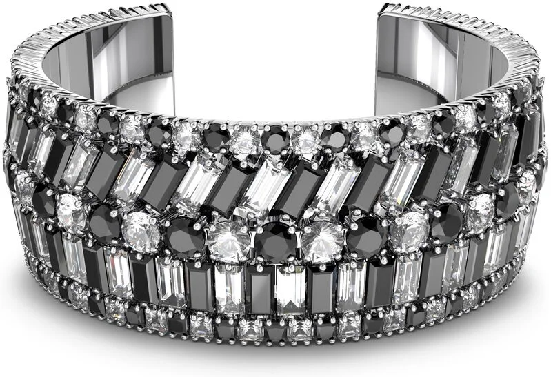 Manchette Swarovski Hyperbola Zircone Noir Rhodié