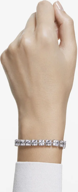 Bracelet Swarovski Millenia Cristaux taille carrée Plaqué Rhodium Blanc vue 4
