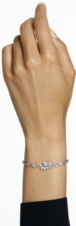 Bracelet Swarovski Gema Coupes mixtes Fleur Blanc Rhodié vue 4