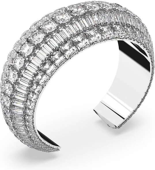 Manchette Swarovski Hyperbola Large Blanc Rhodié vue 2