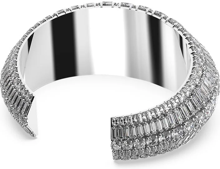 Manchette Swarovski Hyperbola Large Blanc Rhodié vue 4