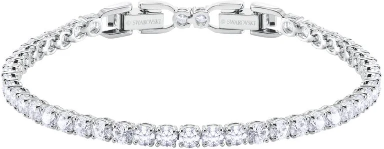 Bracelet Femme Swarovski 5409771 Tennis Round Deluxe en Métal Plaqué Rhodium Blanc