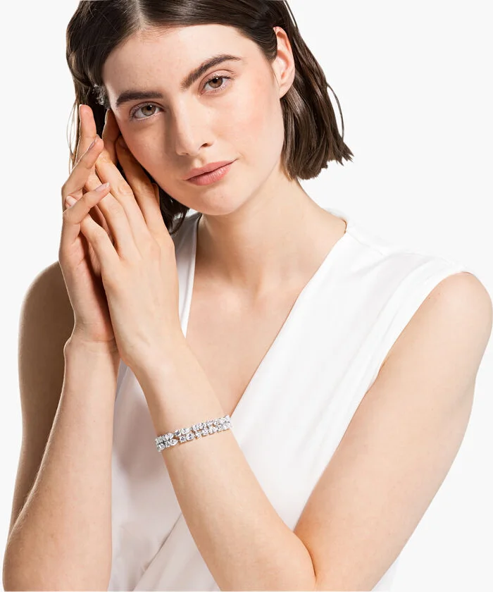 Bracelet Swarovski Tennis Deluxe Mixte Blanc Rhodié vue 4