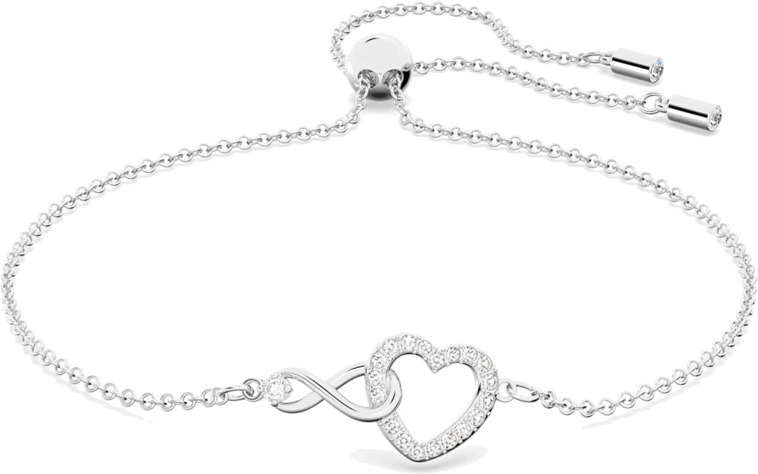Bracelet Swarovski Infinity Heart 5524421 en Rhodium Blanc ajustable pour Femme
