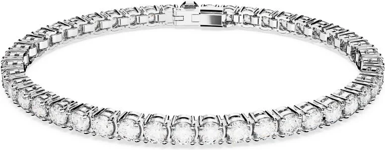 Bracelet Swarovski Tennis Matrix Coupe ronde Blanc Rhodié