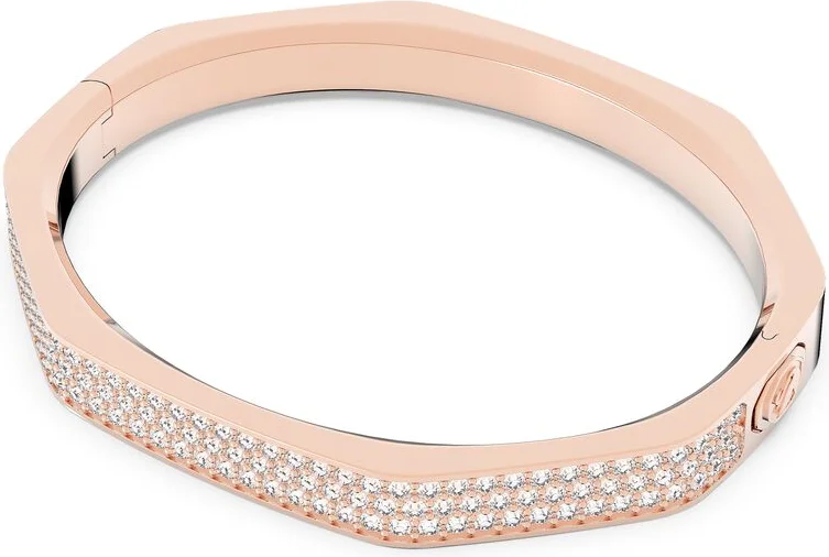 Bracelet Jonc Swarovski Dextera Octogone Pavé Blanc Plaqué or rose vue 2