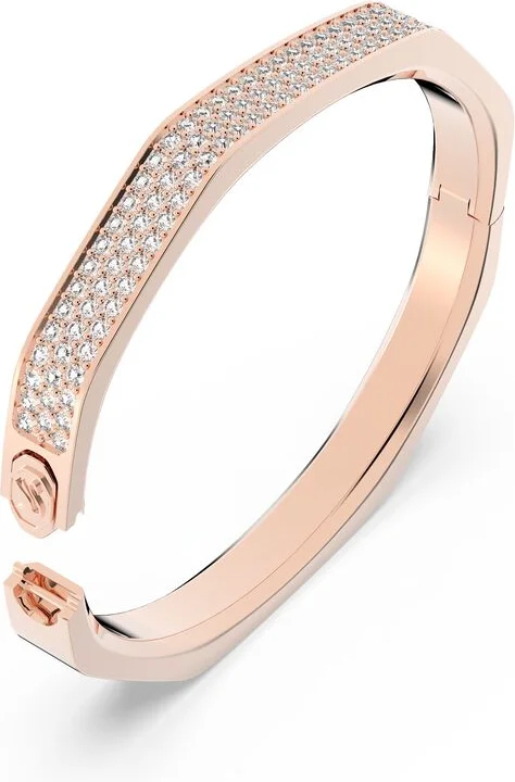 Bracelet Jonc Swarovski Dextera Octogone Pavé Blanc Plaqué or rose vue 3