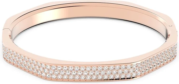 Bracelet Jonc Swarovski Dextera Octogone Pavé Blanc Plaqué or rose