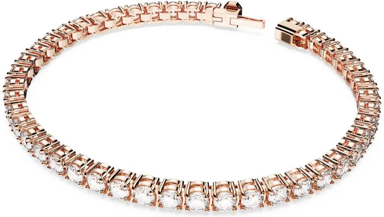 Bracelet Swarovski Matrix Tennis Coupe ronde Blanc Plaqué or rose vue 2