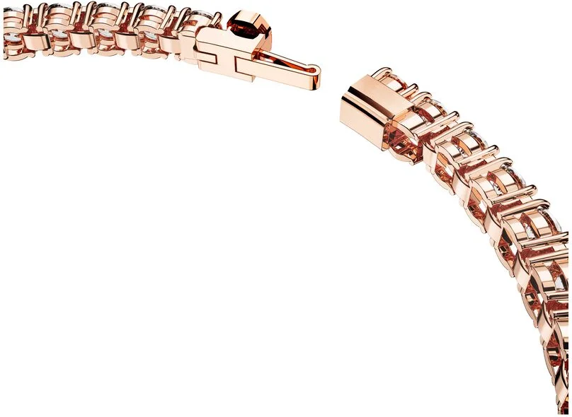 Bracelet Swarovski Matrix Tennis Coupe ronde Blanc Plaqué or rose vue 3