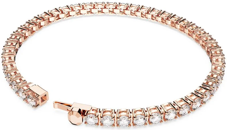 Bracelet Swarovski Matrix Tennis Coupe ronde Blanc Plaqué or rose vue 4