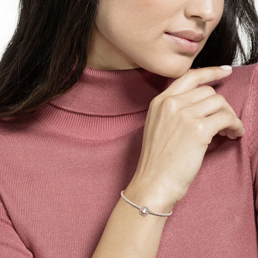 Bracelet Jonc Swarovski Sparkling Dance Blanc Plaqué or rose vue 4