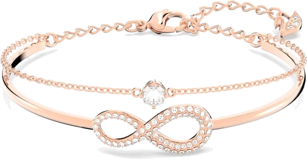 Bracelet Swarovski Infinity pour Femme, Plaqué Or Rose avec Cristaux Blancs - Réf. 5518871