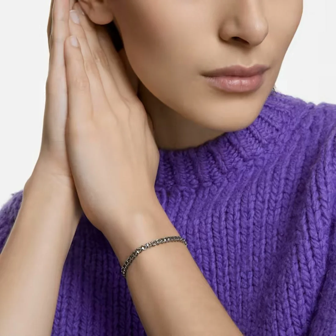 Bracelet Swarovski Tennis Deluxe 5514655 en métal plaqué ruthénium gris, unisexe vue 5