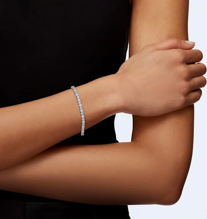 Bracelet de montre Swarovski Tennis Deluxe 5536469 - Blanc et Bleu Rhodié pour Femme vue 3