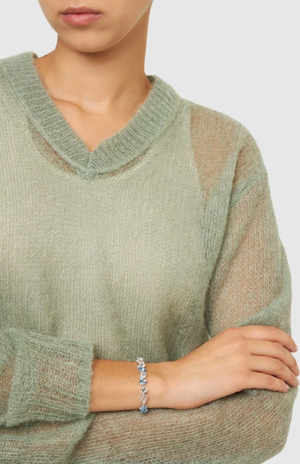 Bracelet Swarovski Gema 109172 - Bleu et blanc, métal rhodié pour femme vue 3