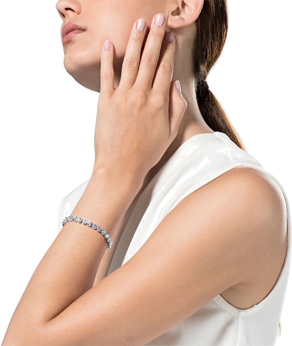 Bracelet Swarovski Emily 1791305 en métal rhodié argenté ajustable, cristaux blancs pour femme vue 3