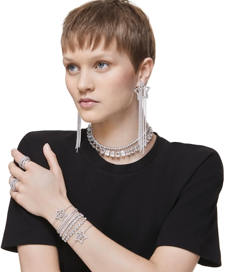 Bracelet Swarovski Emily 1791305 en métal rhodié argenté ajustable, cristaux blancs pour femme vue 5