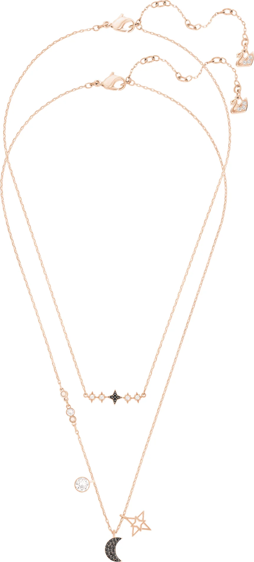 Collier Swarovski 5273290 double parure Lune et Étoile en or rose pour femme vue 2