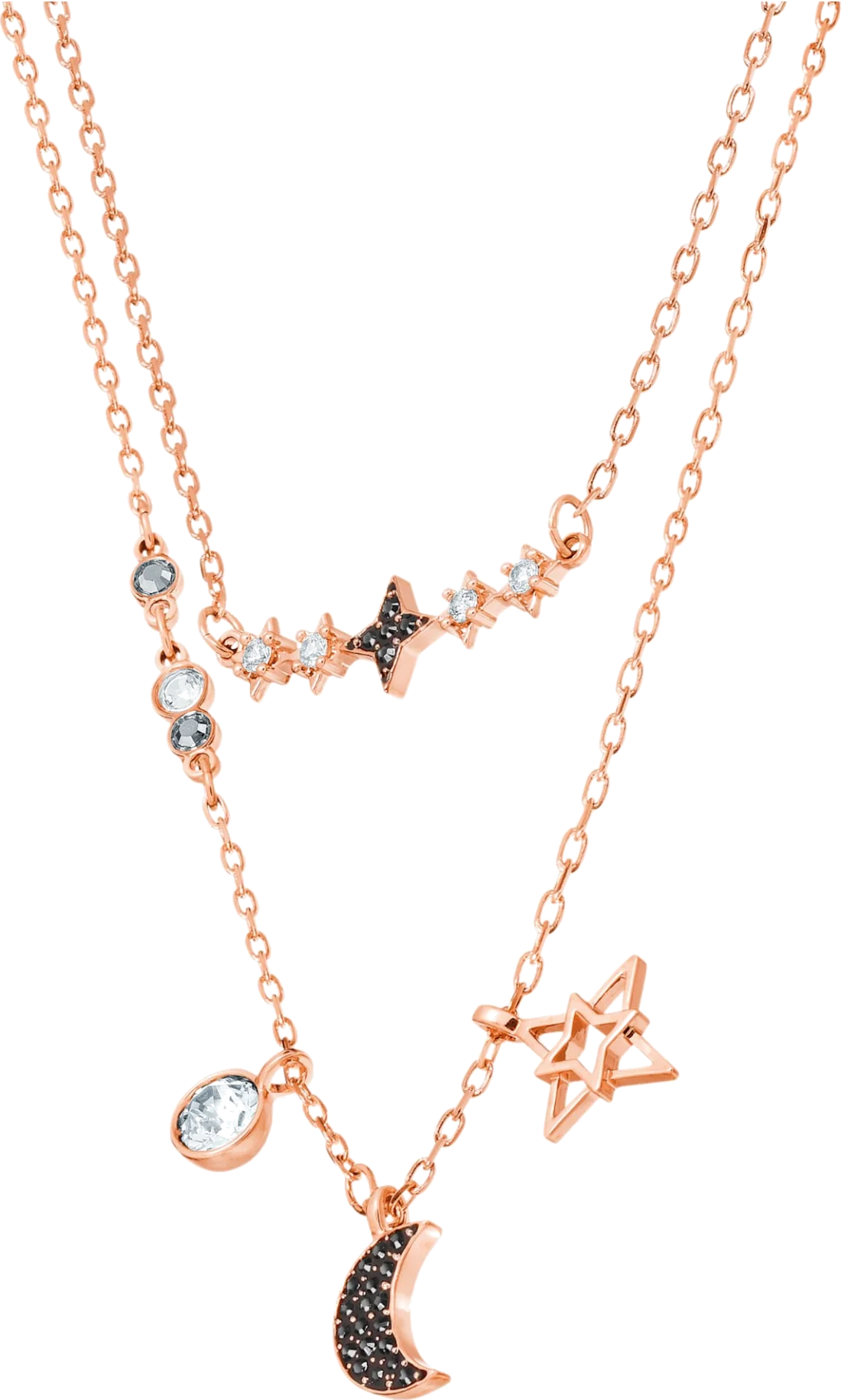 Collier Swarovski 5273290 double parure Lune et Étoile en or rose pour femme vue 3