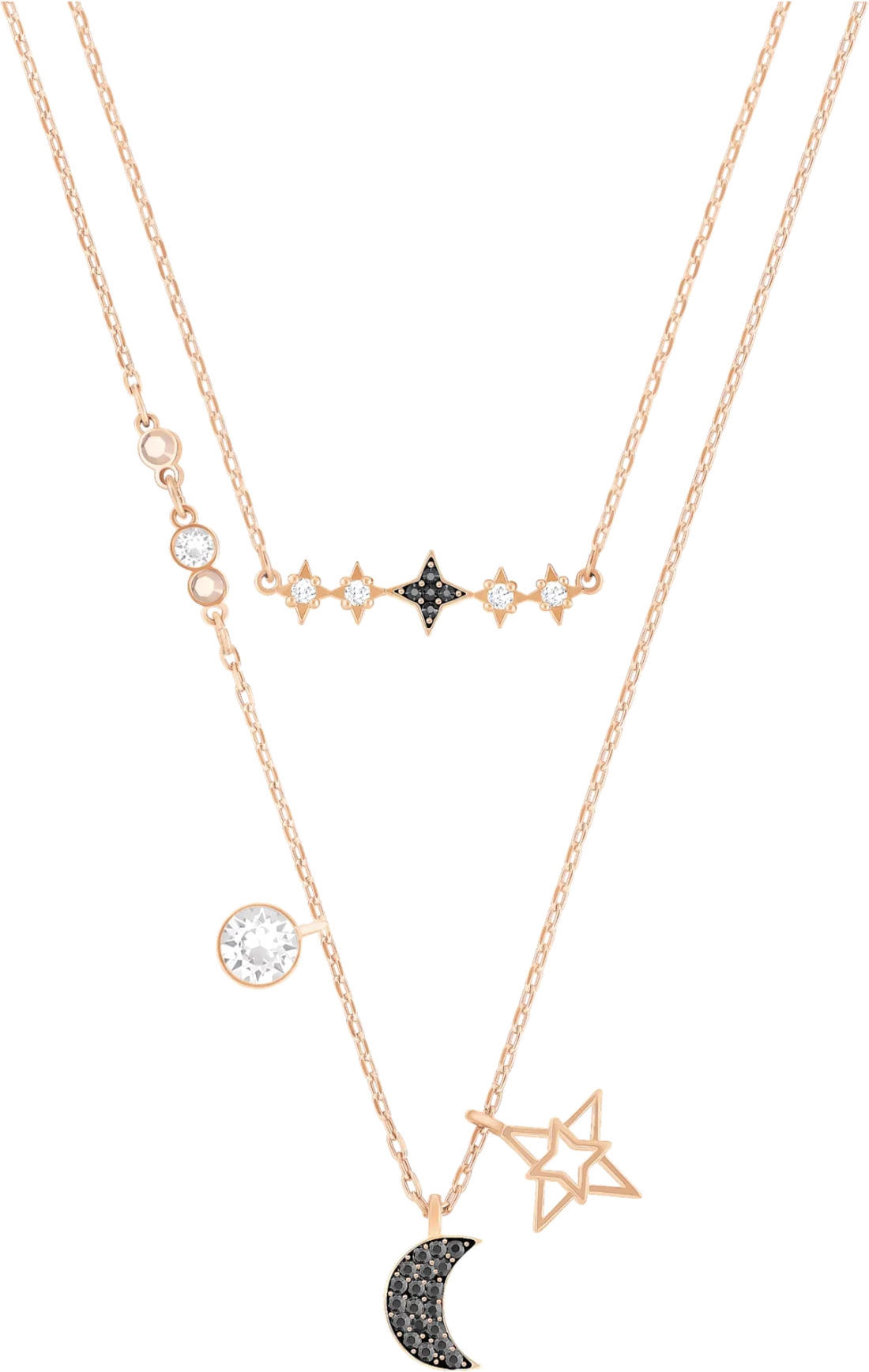 Collier Swarovski 5273290 double parure Lune et Étoile en or rose pour femme