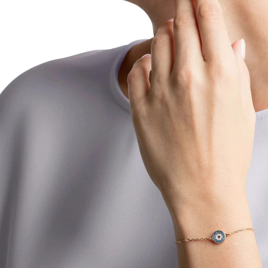 Bracelet Swarovski Luckily 5468924 pour Femme en métal or rose et cristaux bleus multicolore vue 3