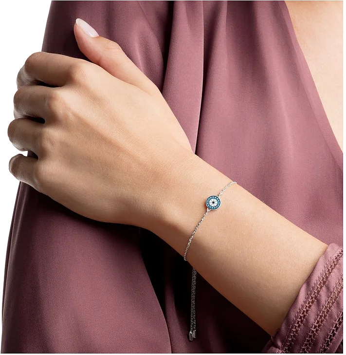 Bracelet Swarovski Luckily Evil Eye 5468920 en métal rhodié argenté et cristaux bleus pour femme vue 4
