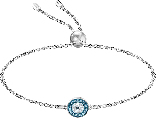 Bracelet Swarovski Luckily Evil Eye 5468920 en métal rhodié argenté et cristaux bleus pour femme
