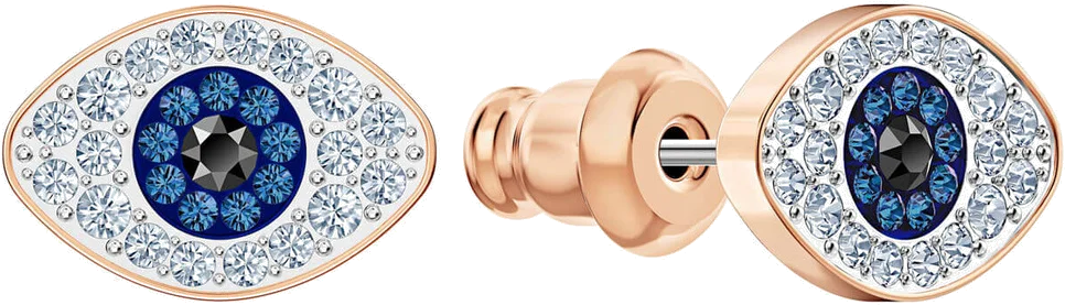 Boucles d'oreilles femme Swarovski Symbolica Evil Eye 5510067 en or rose et cristal bleu vue 2