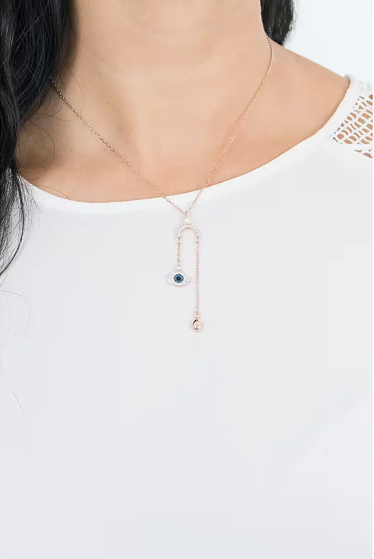 Collier Swarovski Duo Symbolica Evil Eye 5425861 en métal plaqué or rose pour femme vue 3
