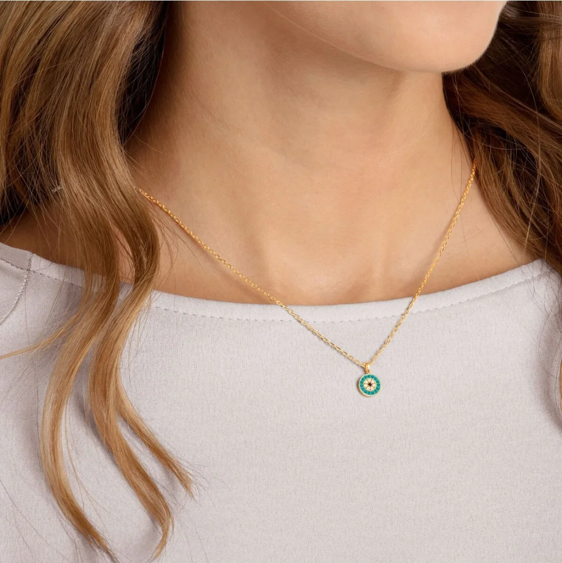 Collier Swarovski Luckily 5468916 en métal plaqué or avec cristaux turquoise pour femme vue 4