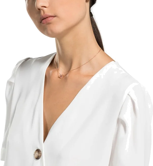 Collier Swarovski Sparkling Dance Round 5279421 pour Femme, plaqué or rose avec pierre fuchsia vue 4