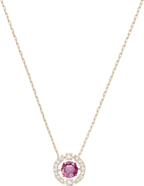 Collier Swarovski Sparkling Dance Round 5279421 pour Femme, plaqué or rose avec pierre fuchsia