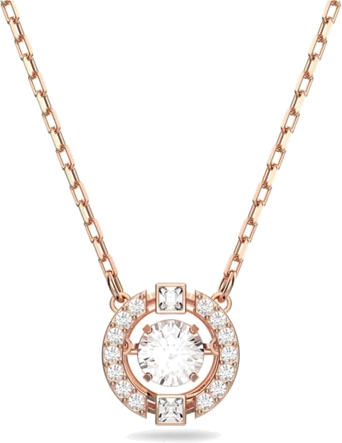 Collier Swarovski Sparkling Dance Round 5272364 pour Femme, plaqué or rose et cristaux blancs